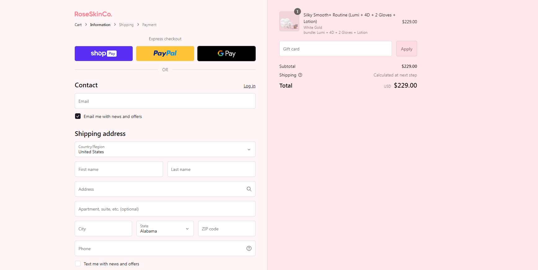 How to apply RoseSkinCo coupon code